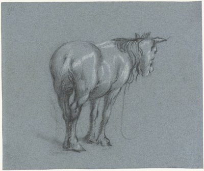 Studie van een paard van achteren, naar rechts (series title) door Moses Ter Borch