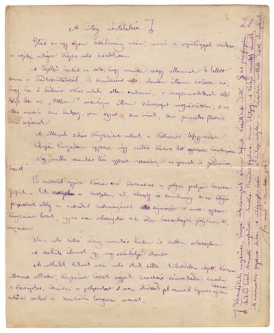 De 21e pagina van de Roman van de Volgende Eeuw door Mór Jókai