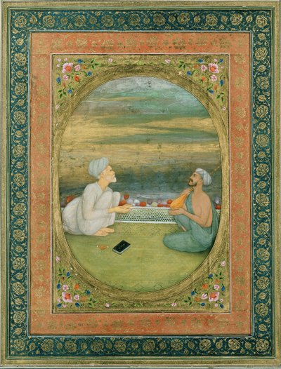 Een mullah en een muzikant, c.1640-1650 door Mughal School