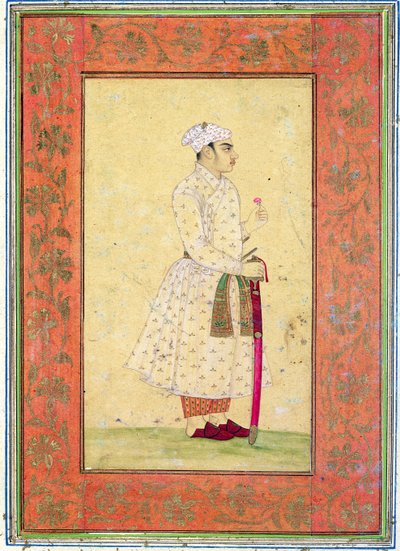 Een jonge edelman van het Mughal hof, uit het Large Clive Album door Mughal School