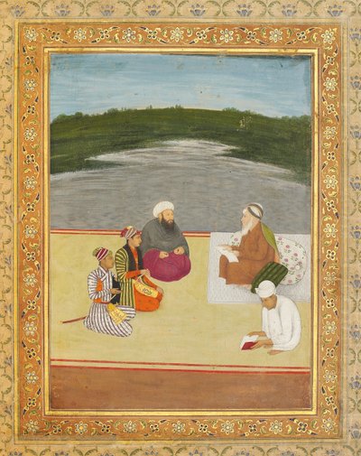 Discussie tussen geleerden en prinsen door Mughal School