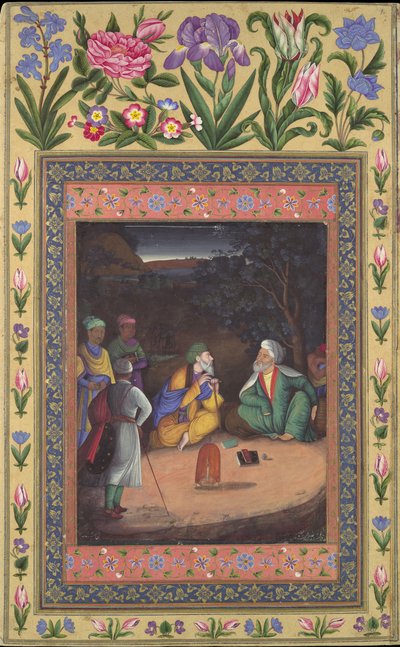 Een Nachtelijke Bijeenkomst, Folio uit het Davis Album door Muhammad Zaman