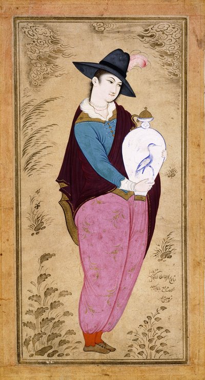 Portret van een Europese jongeling, 1673 door Muin Musavvir