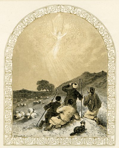Engel verschijnt aan herders - Bijbel door Myles Birket Foster