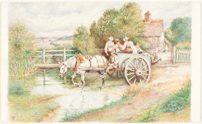 Kinderen in een karretje door Myles Birket Foster