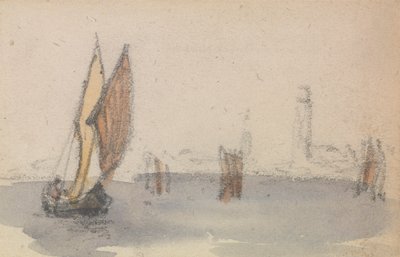 Een van een groep van drie studies op de Venetiaanse lagune door Myles Birket Foster