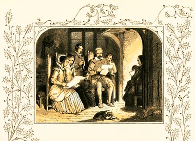Kerstliederen zingen door Myles Birket Foster