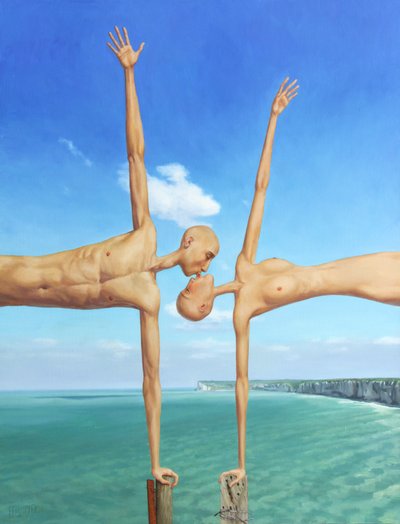 Surrealistisch kussend stel door Myriam Feuilloley