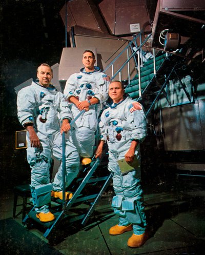 De bemanning van Apollo 8 voor een simulator, 1968 door NASA Images