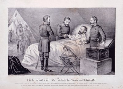 De dood van "Stonewall" Jackson (litho) door N. and Ives J.M. (1824 95) Currier