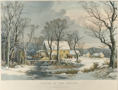 Winter op het platteland, De oude Griest molen door Currier and Ives