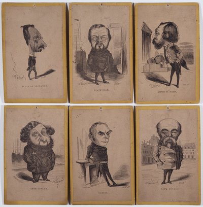 6 Karikatuurportretten: Jules de Premaray (Jules Martial Regnault door Nadar
