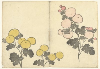 Gestileerde gele en roze bloemen door Nakamura Hochu