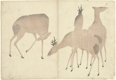 Vier herten door Nakamura Hochu