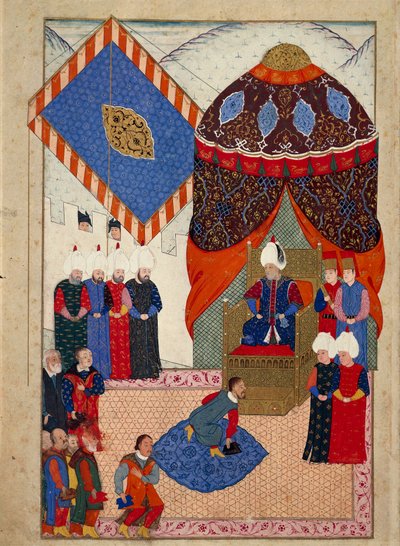 De ontvangst van de Hongaarse Kroonprins, Zsigismond Janos door Suleyman I op 29 juni door Nakkaş Osman