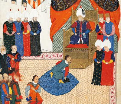 De ontvangst van de Hongaarse Kroonprins, Zsigismond Janos door Suleyman I op 29 juni door Nakkaş Osman