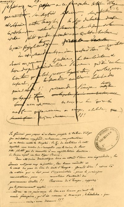 Ruwe Schets van Tekst voor Opname in Le Moniteur Universel door Napoleon Bonaparte I
