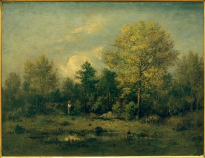 Landschap met vijver in het bos door Narcisse Diaz de la Pena