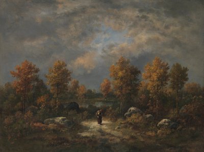 Herfst: De Bosvijver door Narcisse Virgile Diaz de la Peña