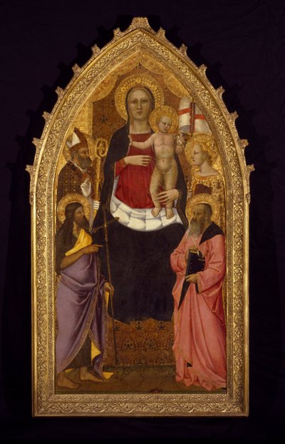 Madonna en Kind op de Troon met Heiligen Zenobius, Johannes de Doper, Reparata en Johannes de Evangelist door Nardo di Cione