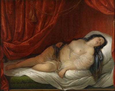 Een odalisk in rood interieur, begin 19e eeuw door Natale Schiavoni