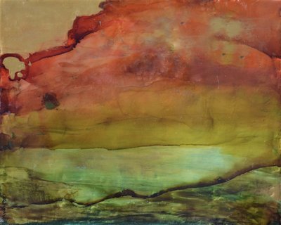 Goudgroene abstracte horizon door Natalie Avondet