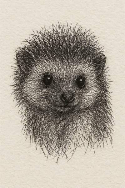 Schets van een baby-egel door Natalie Bruns
