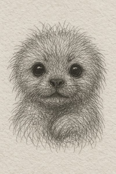Portret van een pluizige puppy door Natalie Bruns