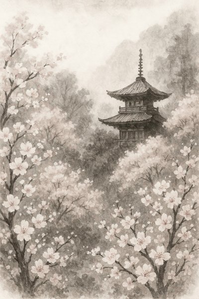 Japanse pagodekersenbloesems door Natalie Bruns