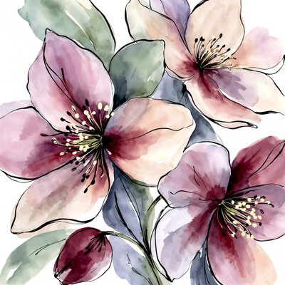 Roze bloesems in aquarel door Natalie Bruns