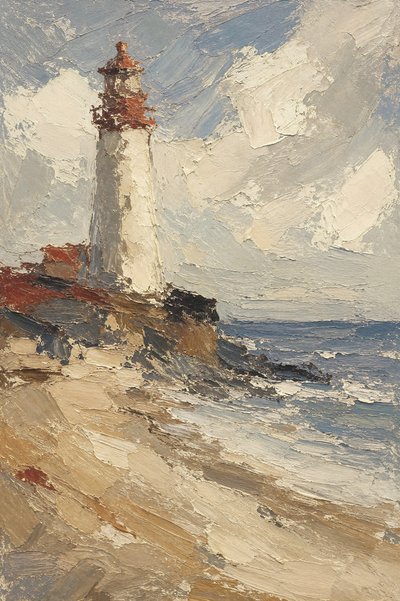 Robuuste vuurtoren aan de kust door Natalie Bruns