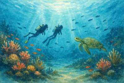 Duikers en schildpadden door Natalie Bruns