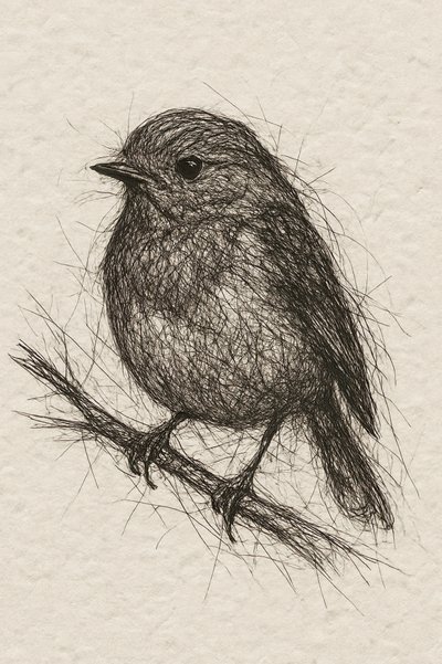 Schets van een kleine vogel door Natalie Bruns