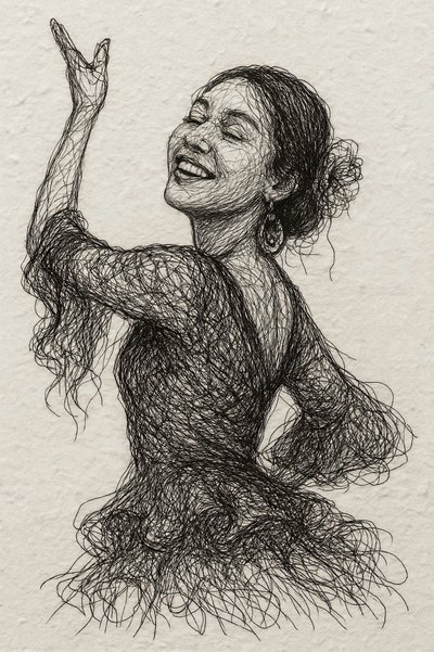 Lachende flamencodanseres door Natalie Bruns