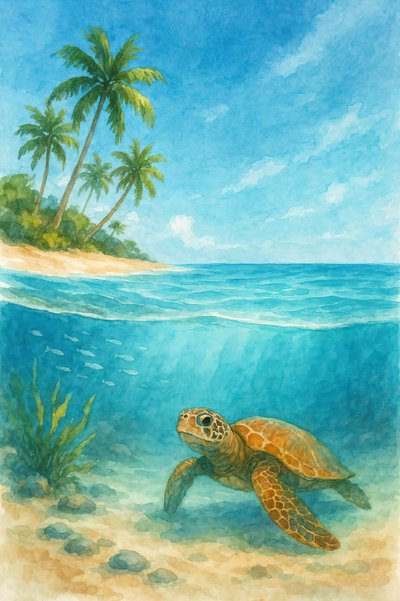Uitzicht op tropische zeeschildpadden door Natalie Bruns