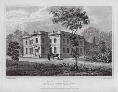 Farnley Hall, de Zetel van Walter Fawks door Nathaniel (after) Whittock