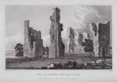 Ruïnes van Sheriff Hutton Castle door Nathaniel (after) Whittock