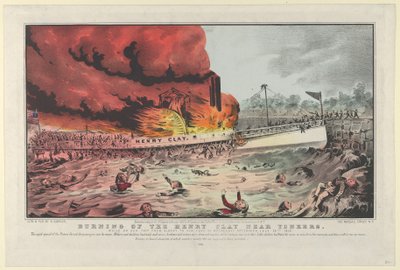 Brand van de Henry Clay bij Yonkers, 1852 door Nathaniel Currier