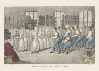 Shakers bij Lebanon, ca. 1830 door Nathaniel Currier