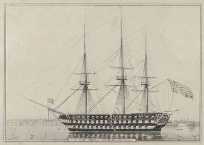 U. S. Schip North Carolina, 102 Kanonnen, 1843 door Nathaniel Currier