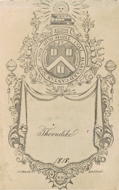 Harvard College Boekplaat met het Christo et Ecclesiæ Zegel door Nathaniel Hurd