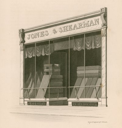 Winkelgevel van Messrs Jones en Shearman, Blackfriars Road, Londen door Nathaniel Whittock