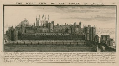 Het westelijke uitzicht van de Tower of London door Nathaniel and Samuel Buck