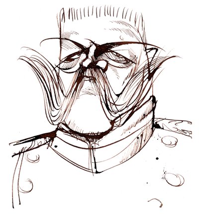 Paul von Hindenburg - Pools-geboren, Duitse generaal en president (1847-1934); karikatuur door Neale Osborne