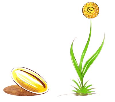 Zaad en scheut - illustratie van financiële allegorie door Neale Osborne