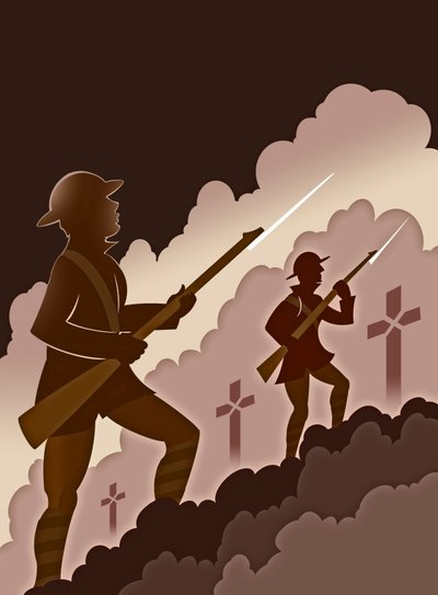 Eerste Wereldoorlog Soldaten met Bajonetten - uit Loopgraven door Neale Osborne