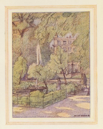 In de Tempeltuinen, Fountain Court door Nelson Dawson