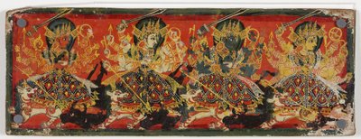 Een van een paar manuscriptomslagen die Devi als de Acht Moeders afbeelden door Nepalese School