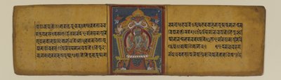 Pagina uit een boeddhistisch manuscript met een afbeelding van een van de Pancharaksha-godinnen, 16e-17e eeuw door Nepalese School
