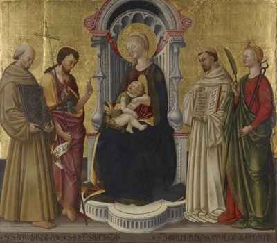 Maagd en Kind op de Troon met vier heiligen, ca. 1450 door Neri di Bicci